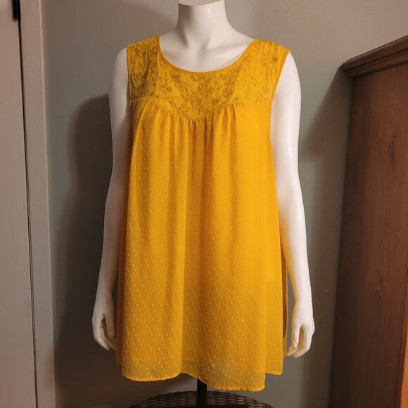 Torrid Plus 4X Yellow Swiss Dot Embroidered Sleeveless Tunic Blouse Top Womens - Picture 11 of 12